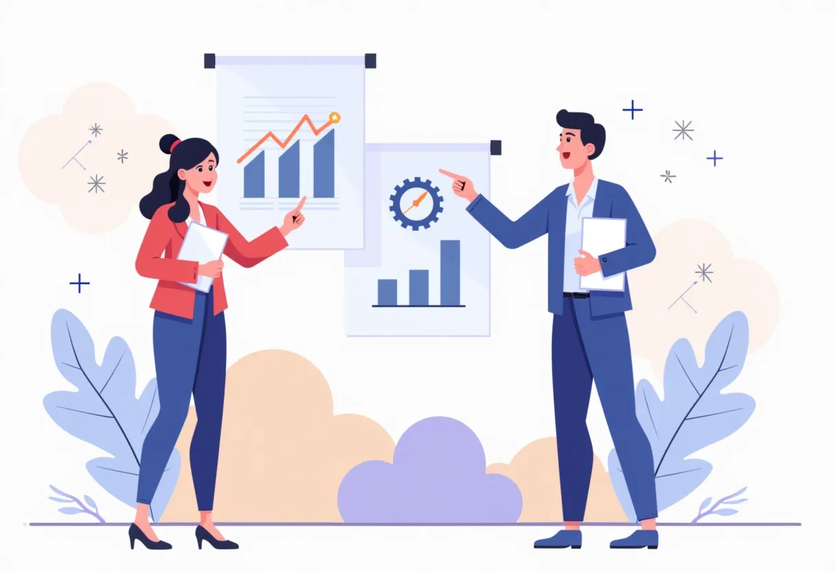 Exhibition management and shared booth services illustration